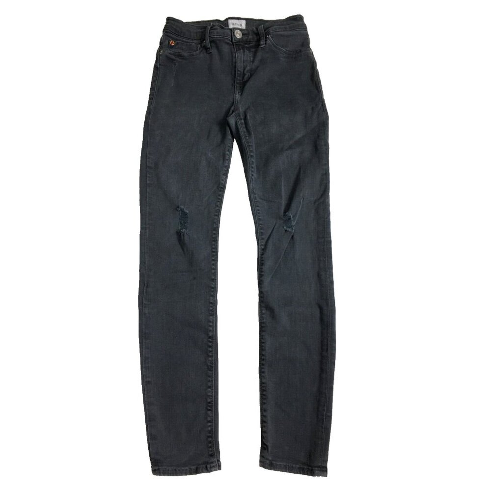 HUDSON Gray Wash Natalie Mid-Rise Ankle SS Distressed Faux Pockets Skinny Jeans